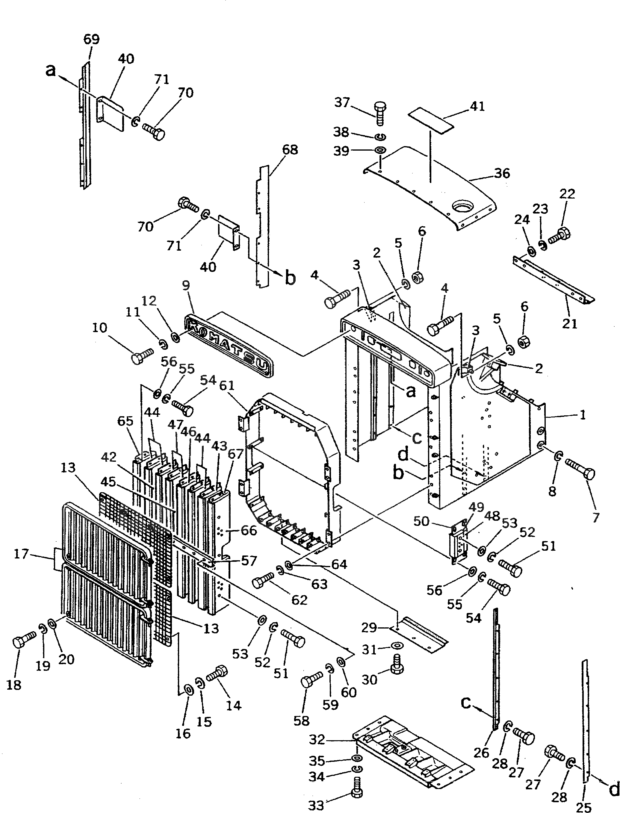 Схема запчастей Komatsu D355A-3 - ЗАЩИТА РАДИАТОРА(№78-) ОПЦИОННЫЕ КОМПОНЕНТЫ