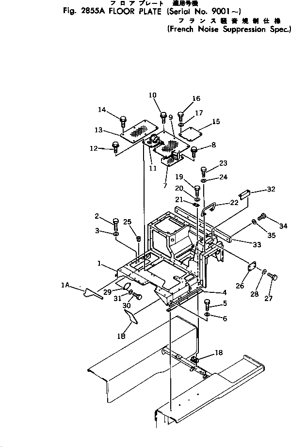 Схема запчастей Komatsu D355A-3 - ПОЛ КАБИНЫ (ФРАНЦ. СТАНДАРТ ШУМОПОДАВЛНИЯ)(№9-) ОПЦИОННЫЕ КОМПОНЕНТЫ (КРОМЕ ЯПОН.)