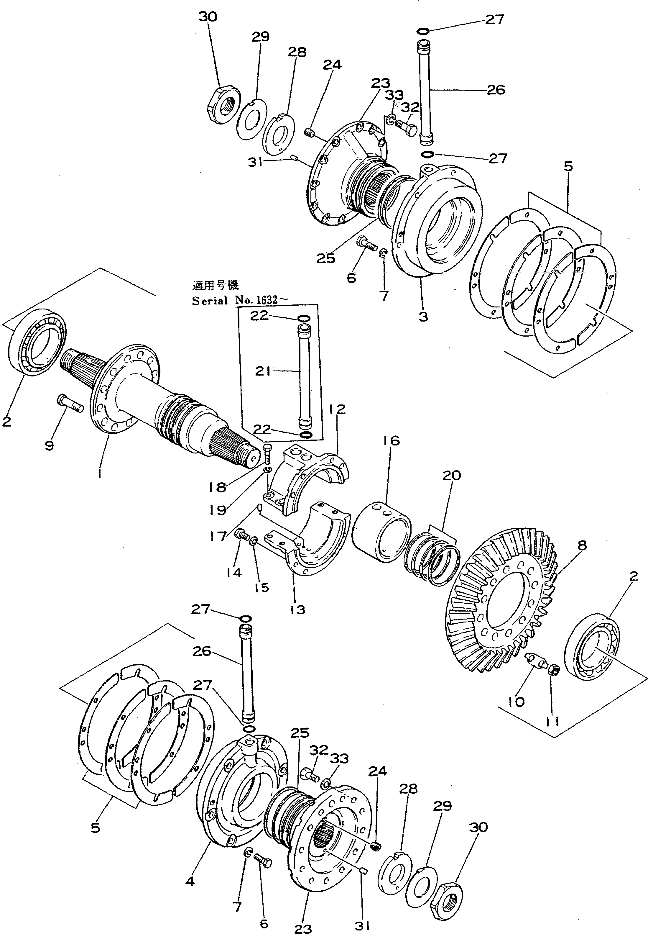 Схема запчастей Komatsu D355A-3 - КОНИЧЕСКАЯ ПЕРЕДАЧА С ВАЛОМ(№-) СИСТЕМАУПРАВЛЕНИЯ ПОВОРОТОМ И КОНЕЧНАЯ ПЕРЕДАЧА