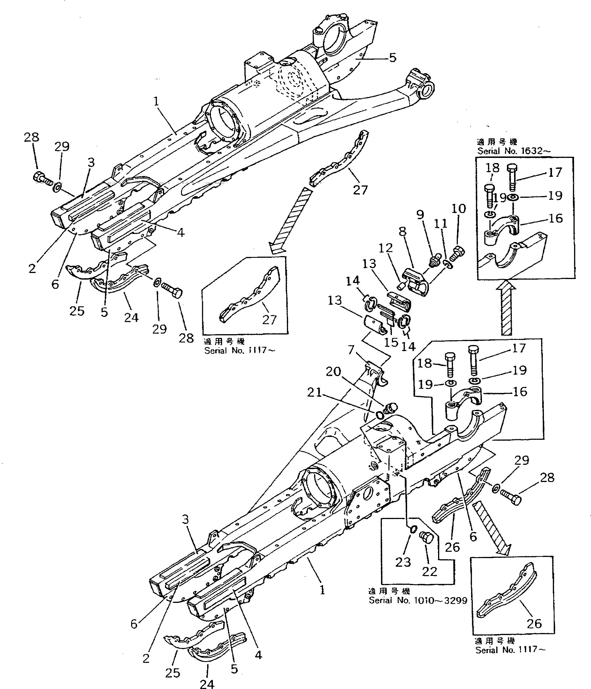 Схема запчастей Komatsu D355A-3 - ГУСЕНИЧНАЯ РАМА(№-) ГУСЕНИЦЫ