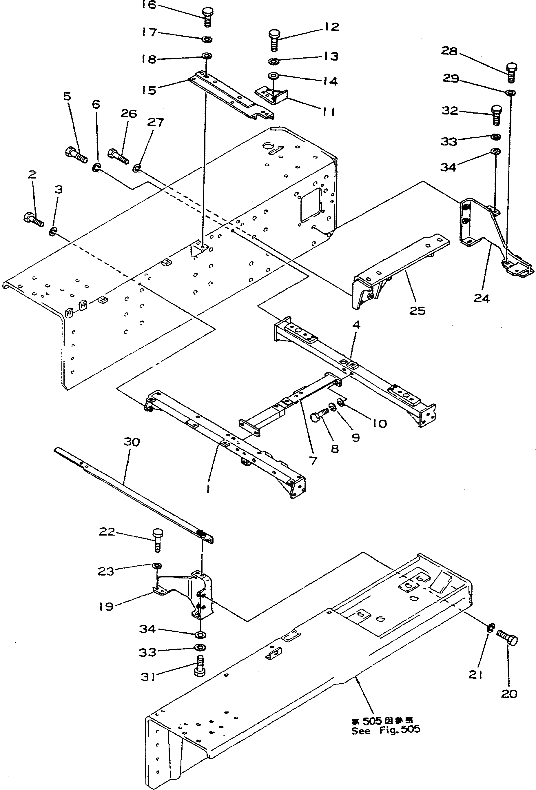Схема запчастей Komatsu D355A-3 - СУППОРТ(№7-) ЧАСТИ КОРПУСА
