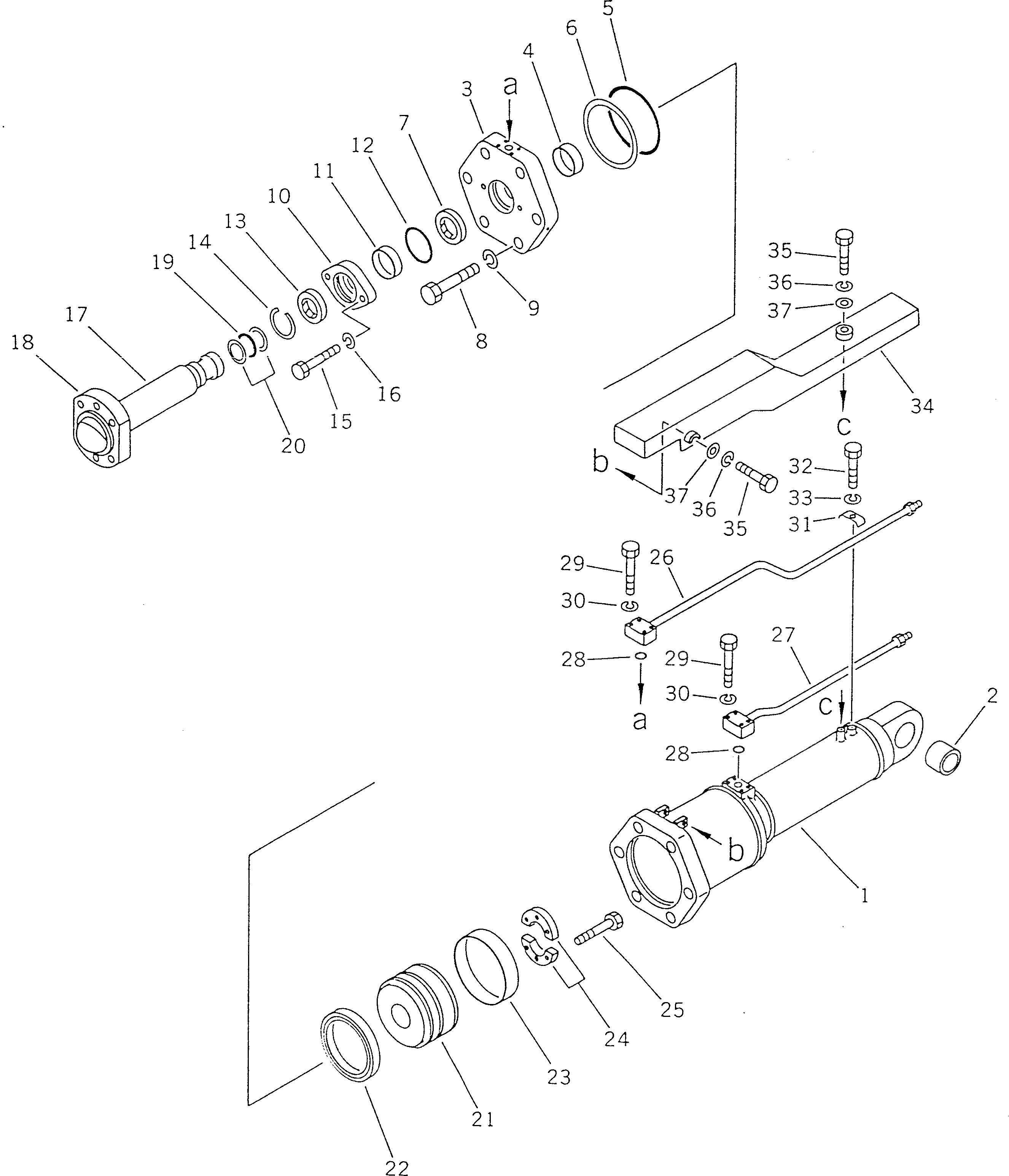 Схема запчастей Komatsu D355A-3 - ЦИЛИНДР ПЕРЕКОСА ОТВАЛА(№9-) УПРАВЛ-Е РАБОЧИМ ОБОРУДОВАНИЕМ