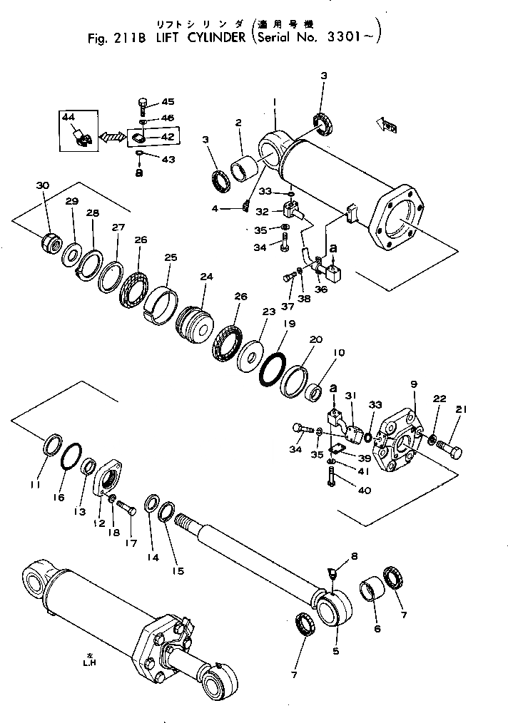 Схема запчастей Komatsu D355A-3 - ГИДРОЦИЛИНДР ПОДЪЕМА(№-97) РАБОЧЕЕ ОБОРУДОВАНИЕ