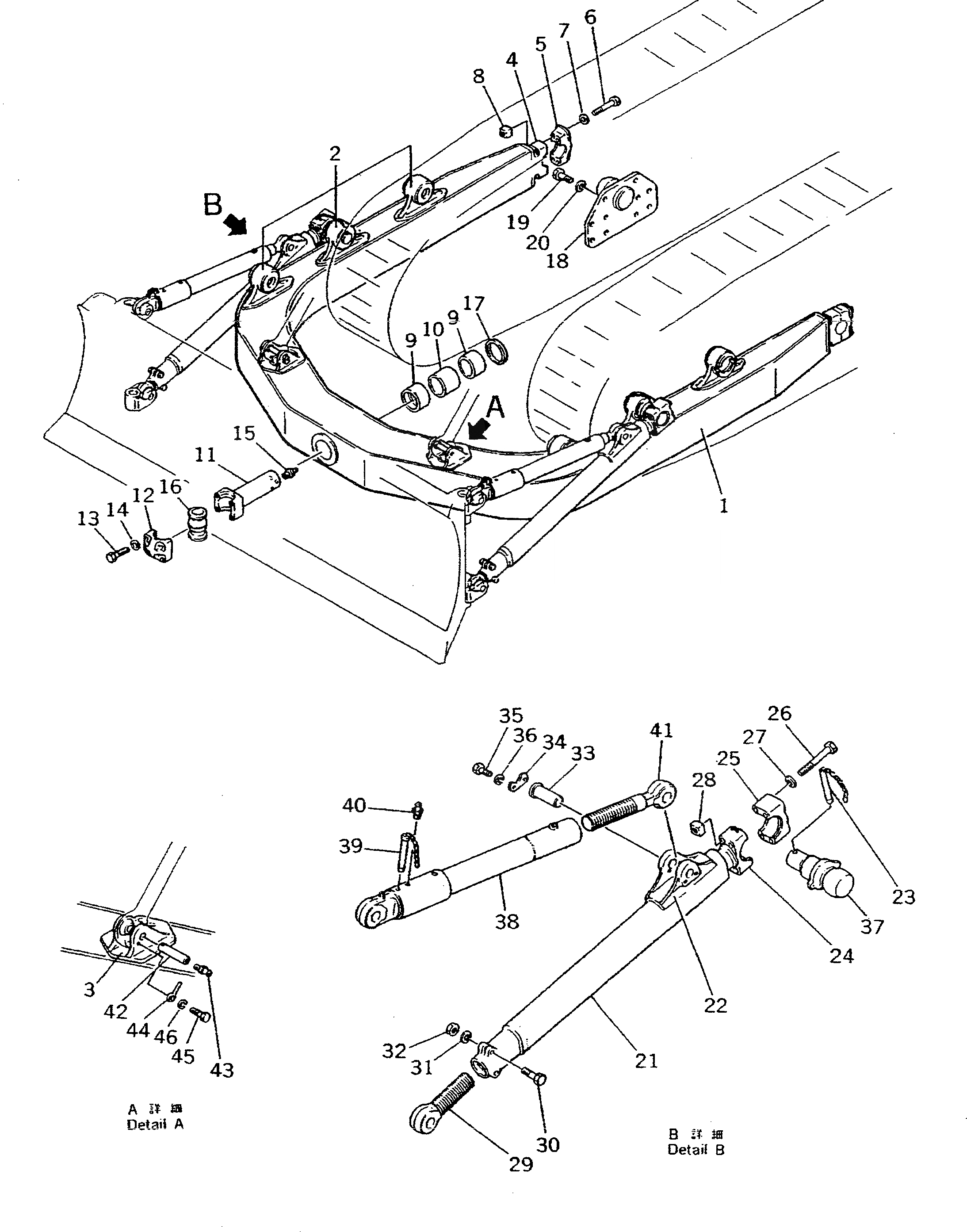 Схема запчастей Komatsu D355A-3 - С-ОБРАЗН. РАМА (ДЛЯ ПОВОРОТНОГО ОТВАЛА) ОПЦИОННЫЕ КОМПОНЕНТЫ