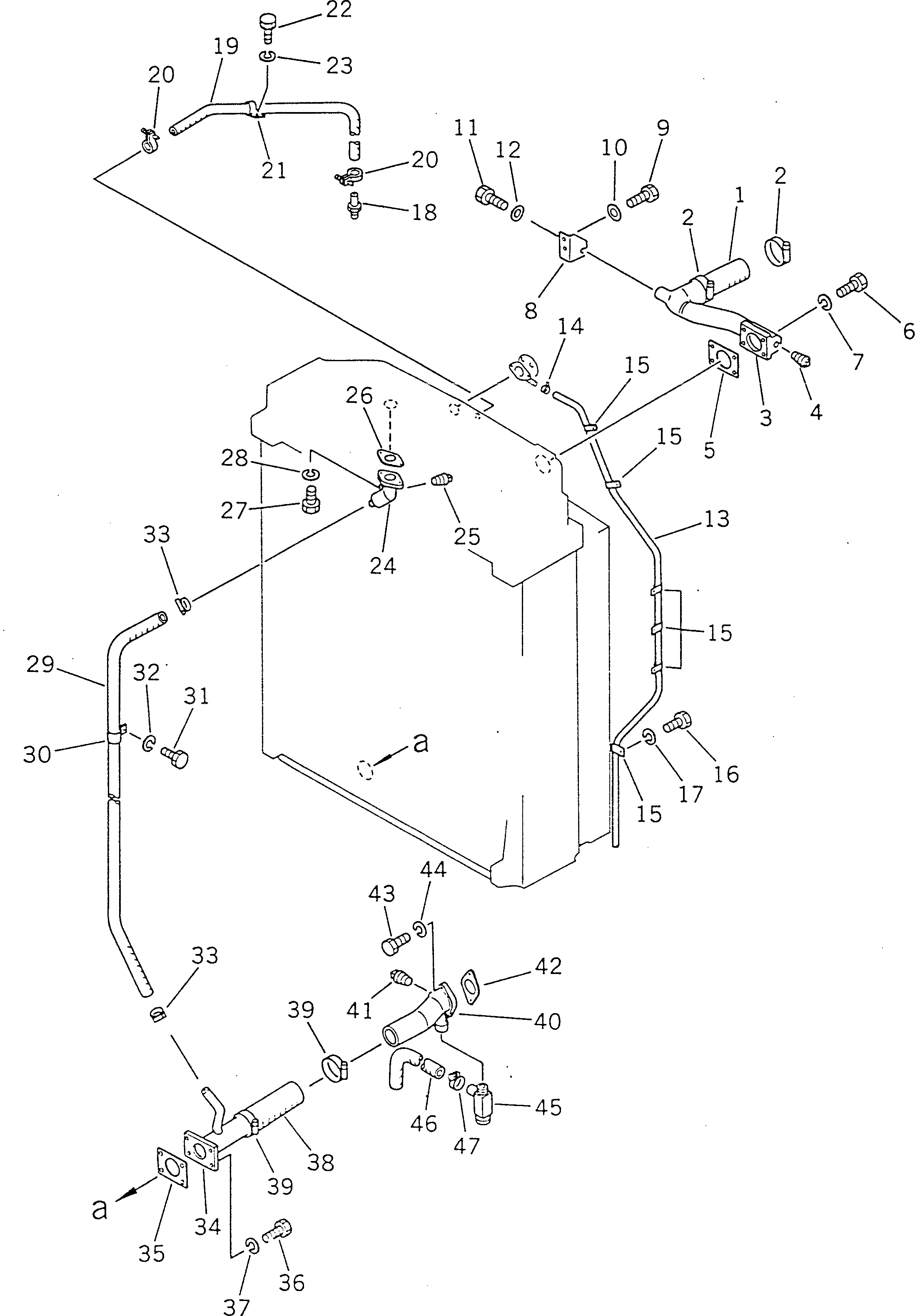 Схема запчастей Komatsu D355A-5 - СИСТЕМА ТРУБ РАДИАТОРА КОМПОНЕНТЫ ДВИГАТЕЛЯ И ЭЛЕКТРИКА