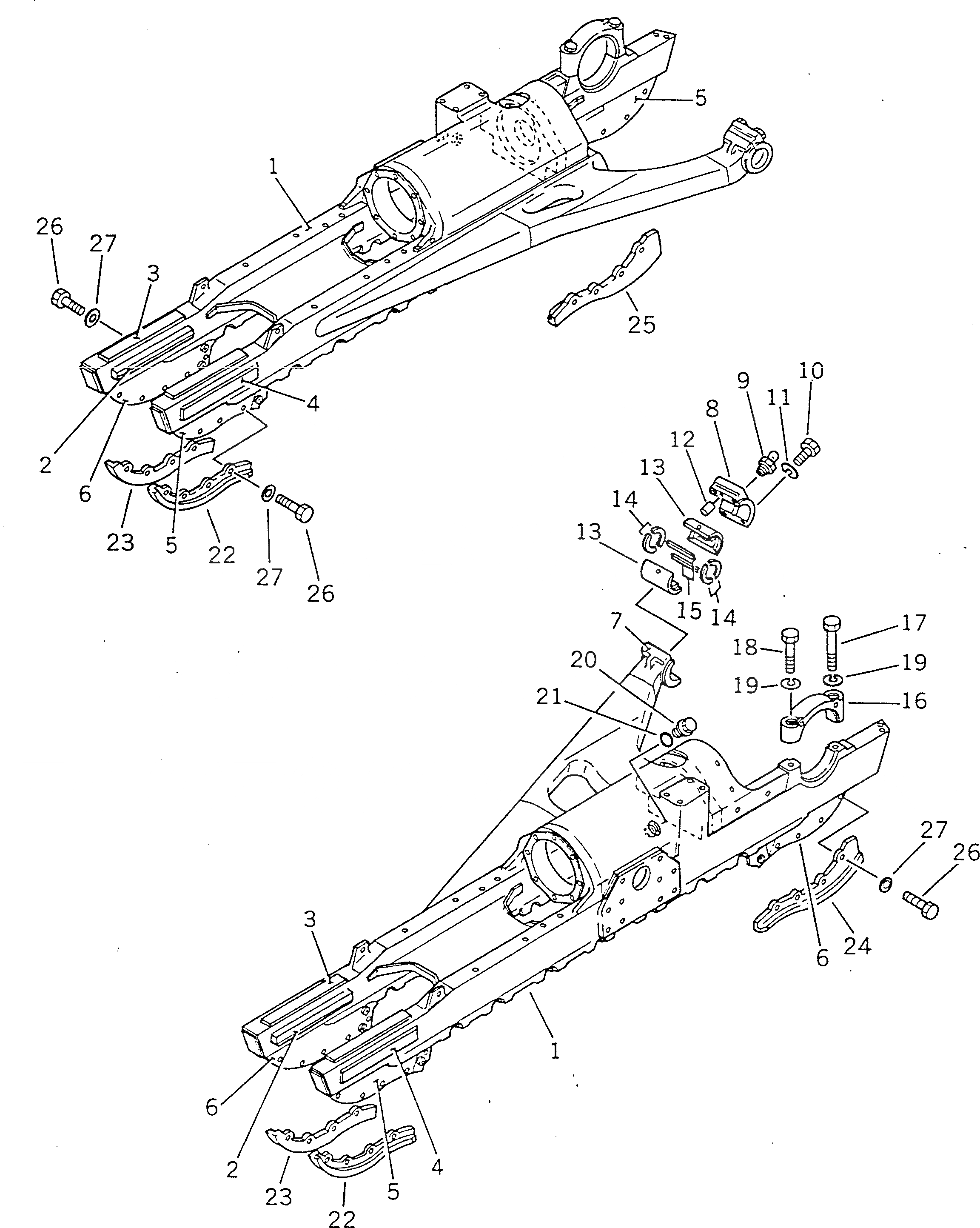 Схема запчастей Komatsu D355A-5 - ГУСЕНИЧНАЯ РАМА ГУСЕНИЦЫ