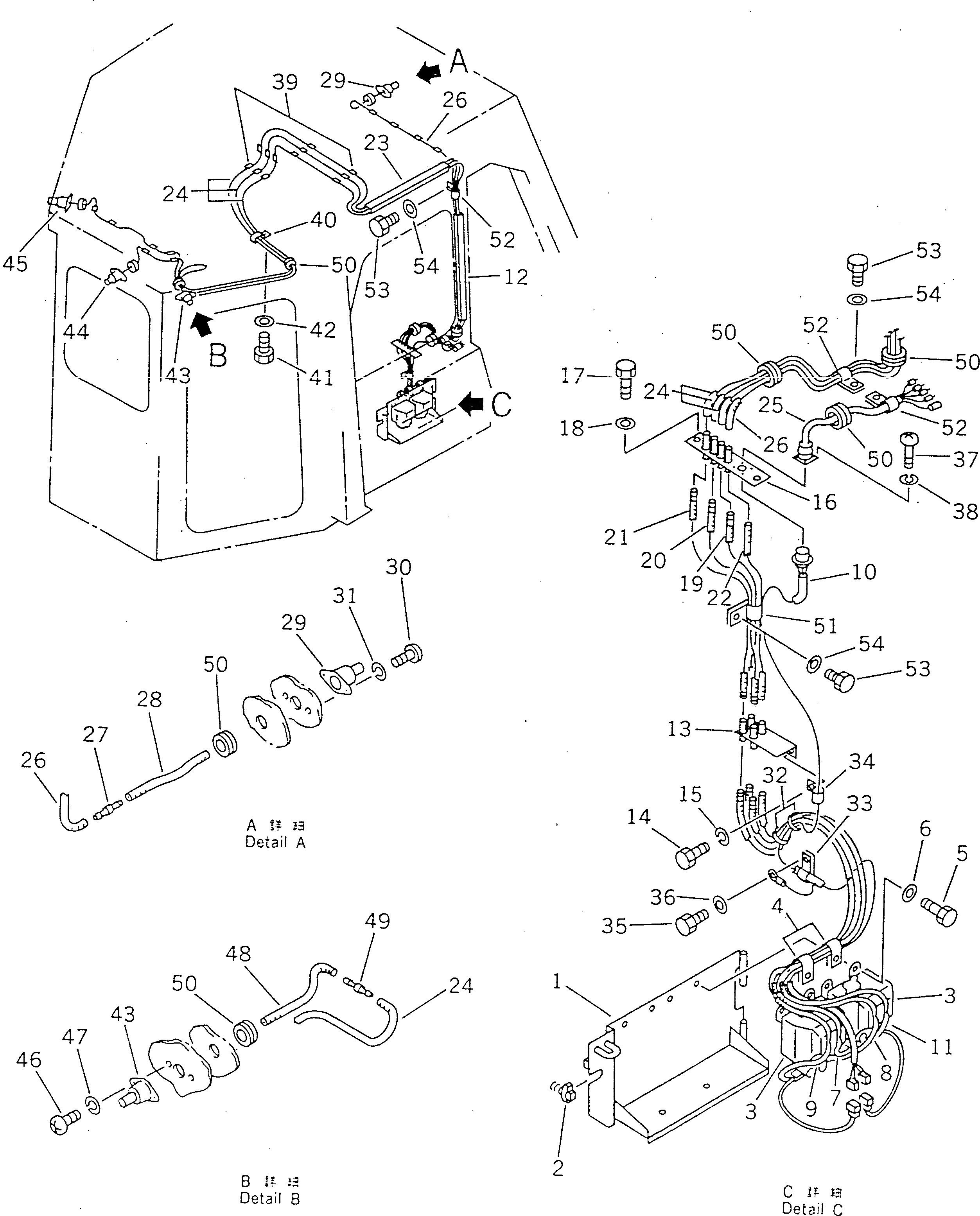 Схема запчастей Komatsu D355A-5 - ОМЫВАТЕЛЬ СТЕКЛА ЧАСТИ КОРПУСА