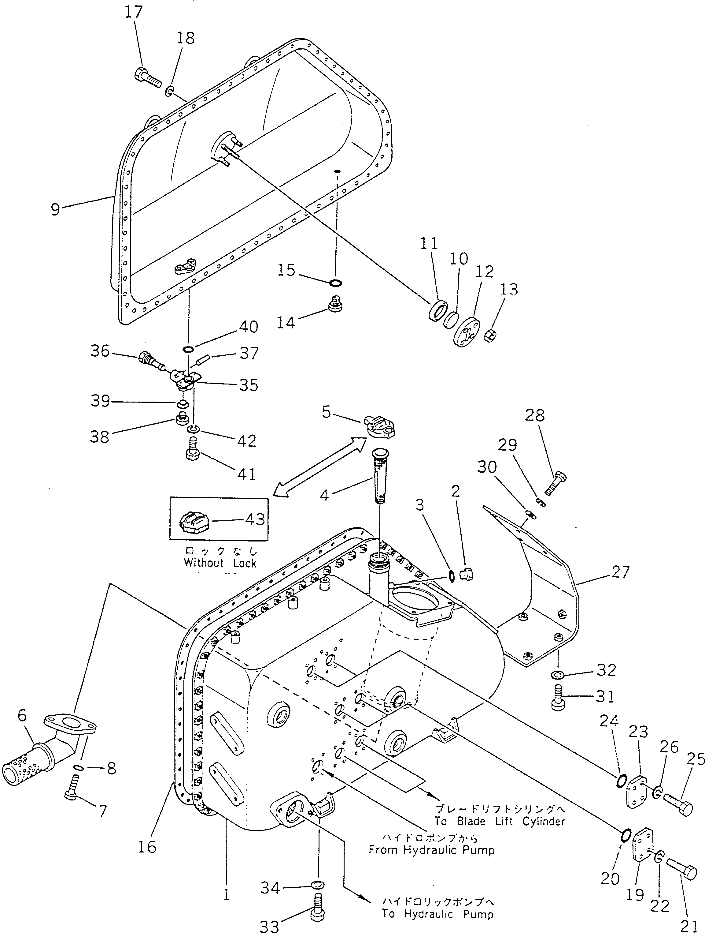 Схема запчастей Komatsu D355A-5 - ГИДР. БАК. (/) УПРАВЛ-Е РАБОЧИМ ОБОРУДОВАНИЕМ