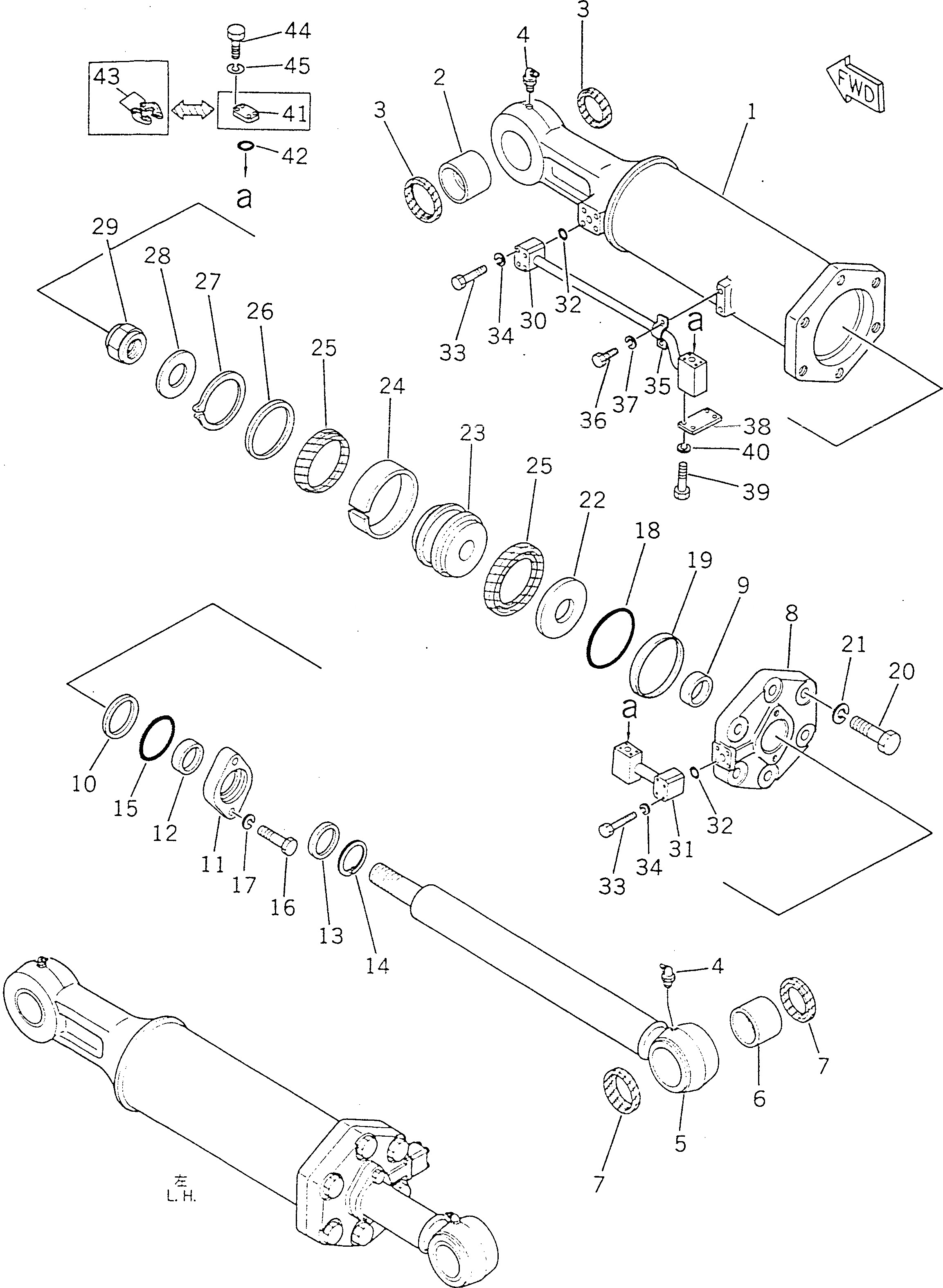 Схема запчастей Komatsu D355A-5 - РЫХЛИТЕЛЬ ЦИЛИНДР ПЕРЕКОСА(№-98) РАБОЧЕЕ ОБОРУДОВАНИЕ