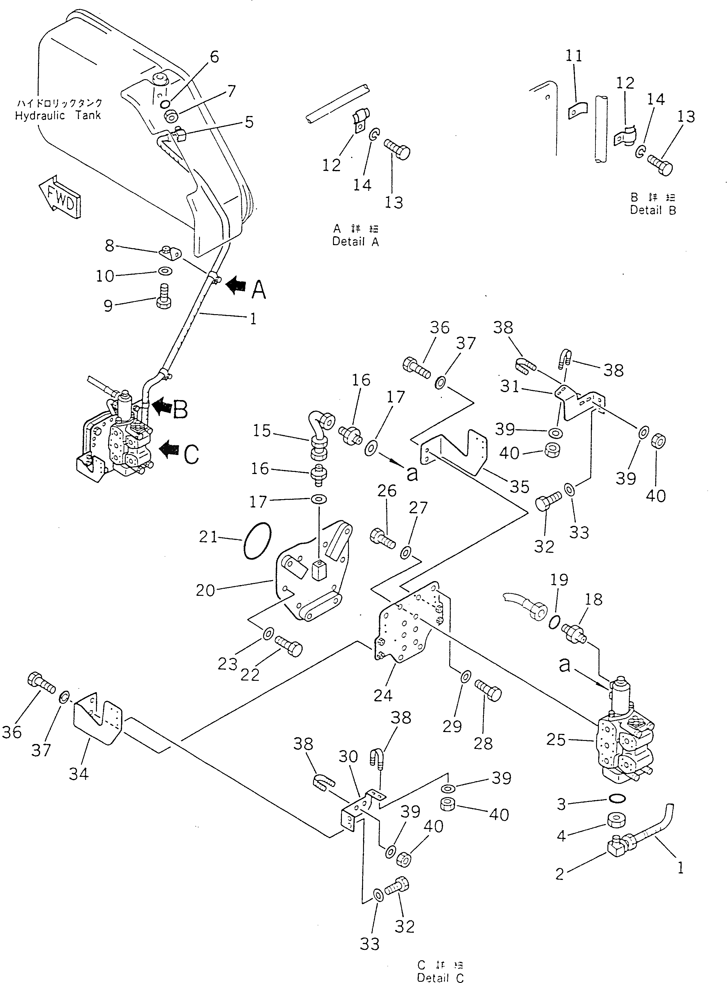 Схема запчастей Komatsu D355A-5 - УПРАВЛ-Е РЫХЛИТЕЛЕМ КЛАПАН ТРУБЫ И КОРПУС РАБОЧЕЕ ОБОРУДОВАНИЕ
