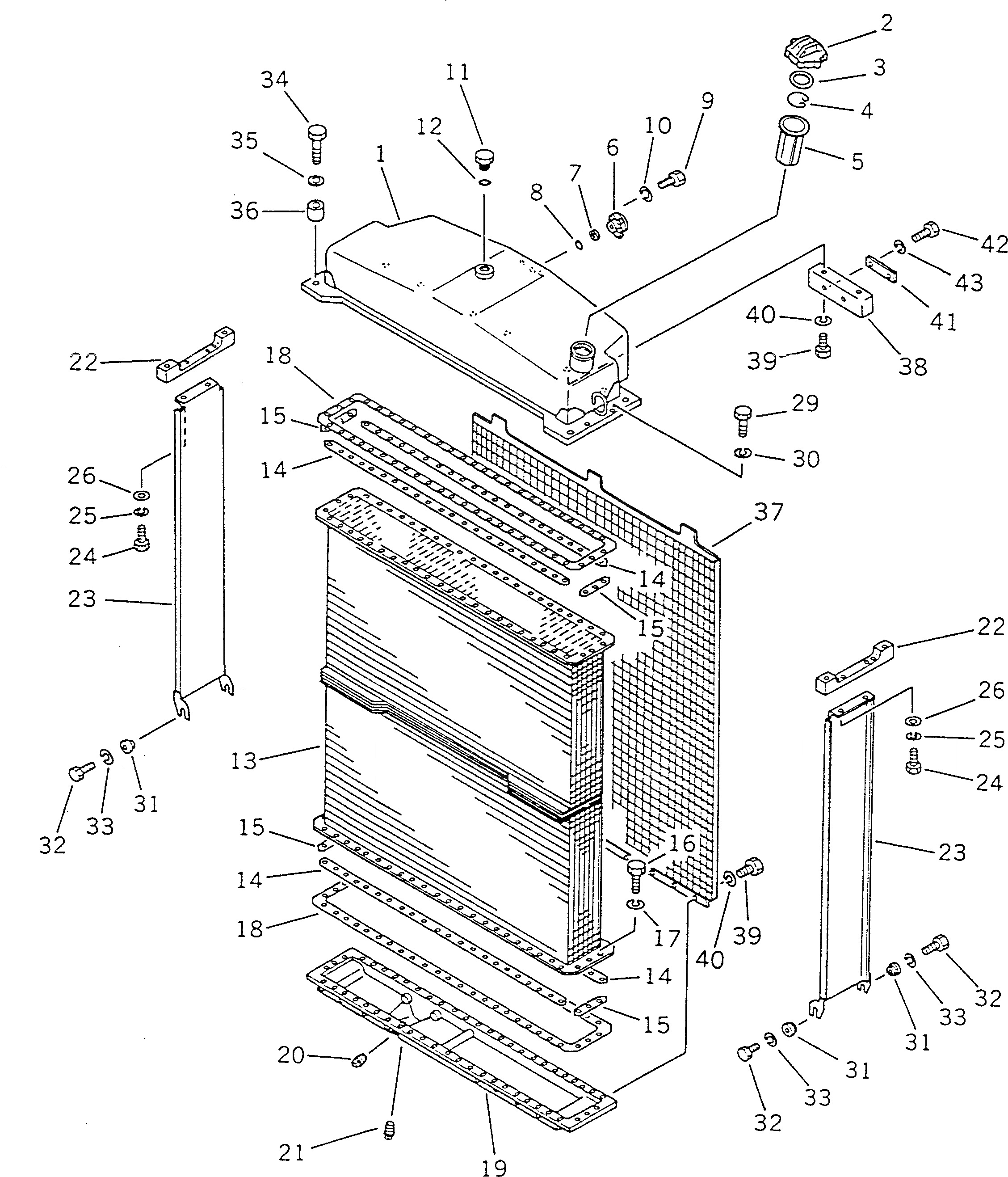 Схема запчастей Komatsu D355A-5 - РАДИАТОР (ДЛЯ ЯПОН.) КОМПОНЕНТЫ ДВИГАТЕЛЯ И ЭЛЕКТРИКА