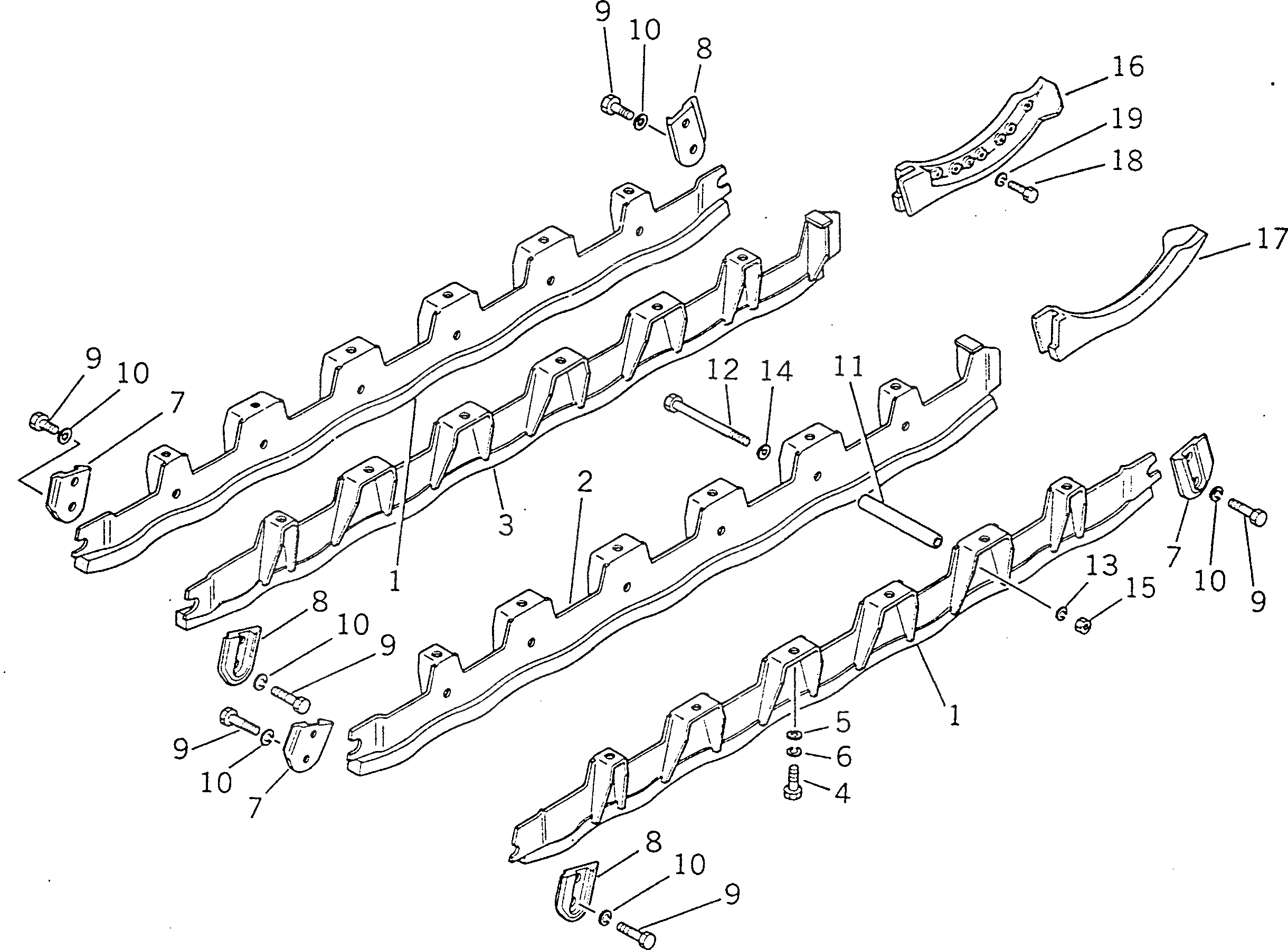 Схема запчастей Komatsu D355A-5 - ЗАЩИТА ОПОРНЫХ КАТКОВ ГУСЕНИЦЫ