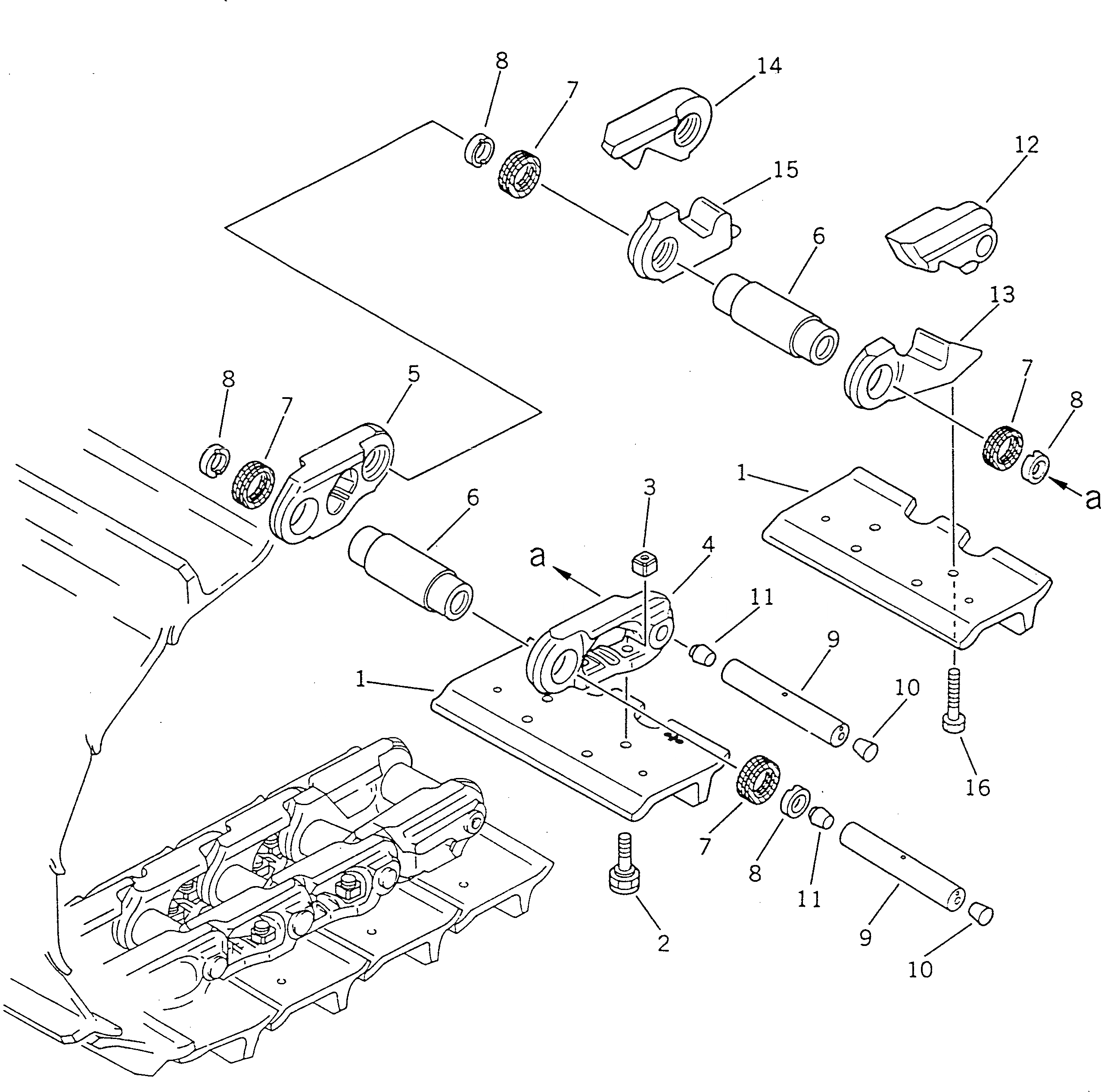 Схема запчастей Komatsu D355A-5 - ГУСЕНИЦЫ (СМАЗЫВ. ТИПА) (ОДИНОЧН. ГРУНТОЗАЦЕП) (УСИЛ.) ГУСЕНИЦЫ