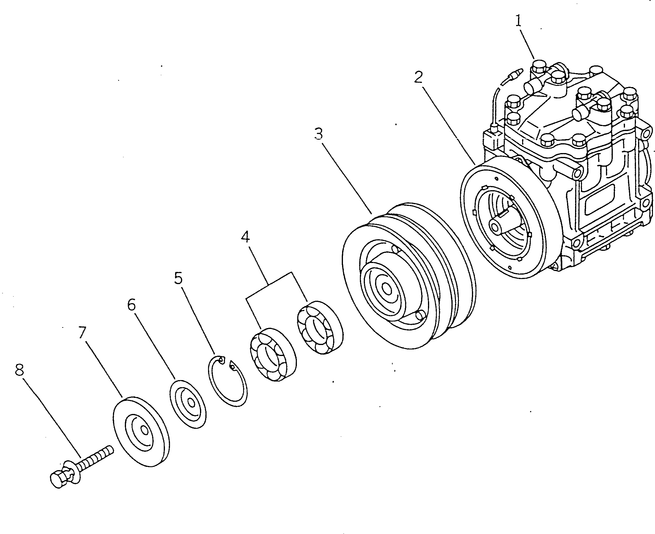 Схема запчастей Komatsu D355A-5 - КОМПРЕССОР В СБОРЕ ЧАСТИ КОРПУСА