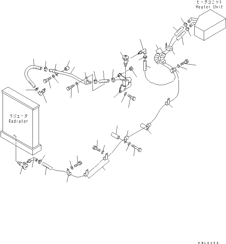 Схема запчастей Komatsu D355C-3 - ГИДР. ПРОВОД. ОБОГРЕВАТЕЛЯ КАБИНА ОПЕРАТОРА И СИСТЕМА УПРАВЛЕНИЯ