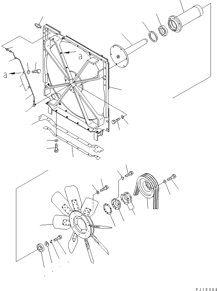 Схема запчастей Komatsu D355C-3 - ПРИВОД ВЕНТИЛЯТОРА РАДИАТОРА ЧАСТИ КОРПУСА