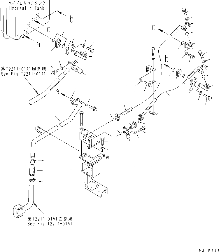 Схема запчастей Komatsu D355C-3 - ГИДРОЛИНИИ ПРОТИВОВЕСА(МОРОЗОУСТОЙЧИВ. СПЕЦ-Я) ЧАСТИ КОРПУСА