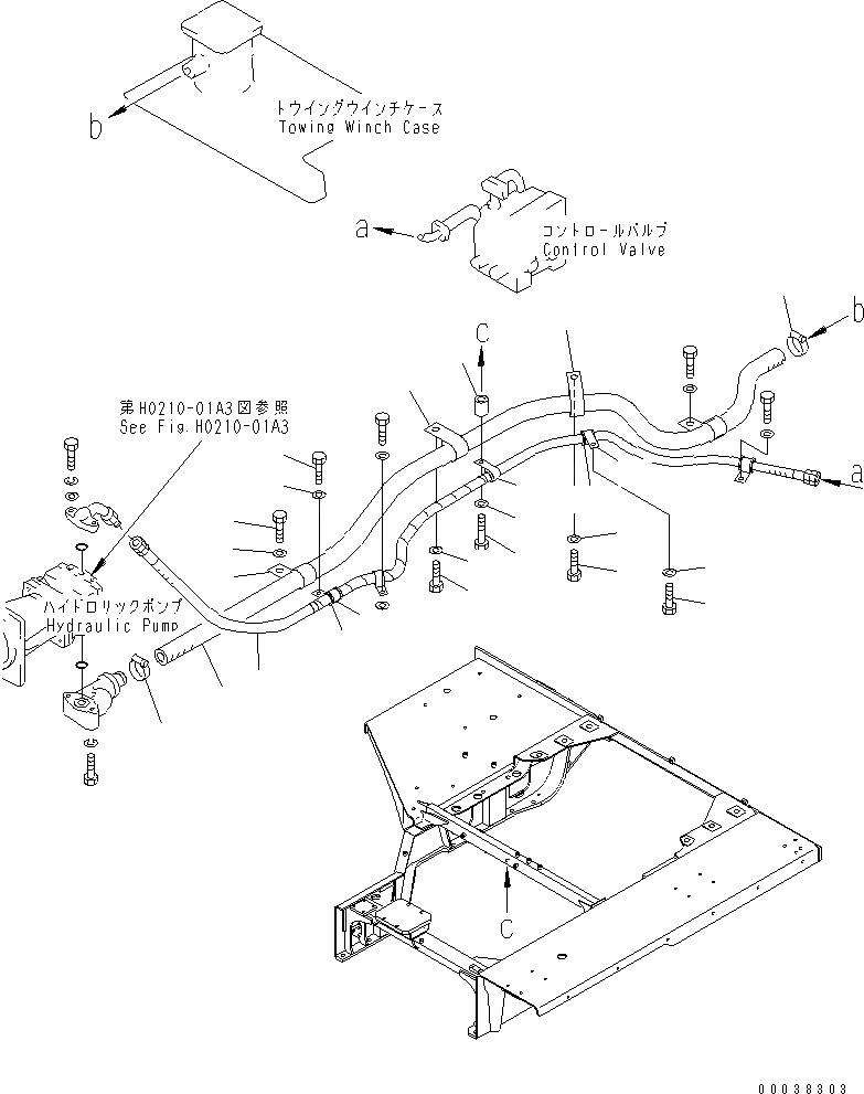 Схема запчастей Komatsu D355C-3 - ГИДРОЛИНИЯ ТЯГОВ. ЛЕБЕДКИ ЧАСТИ КОРПУСА