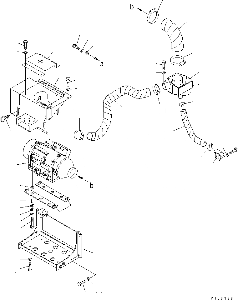 Схема запчастей Komatsu D355C-3 - ПОДОГРЕВАТЕЛЬ ХЛАДАГЕНТА И ВОЗДУХОВОДЫ (/) ЧАСТИ КОРПУСА