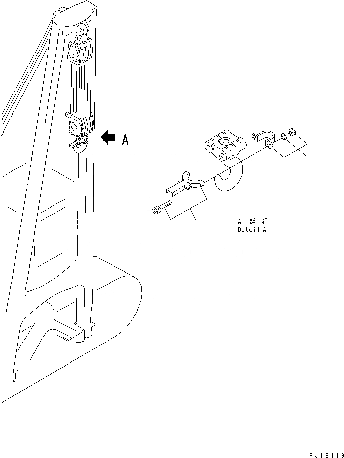 Схема запчастей Komatsu D355C-3 - КРЮК WIRE БЛОКИР. РАБОЧЕЕ ОБОРУДОВАНИЕ