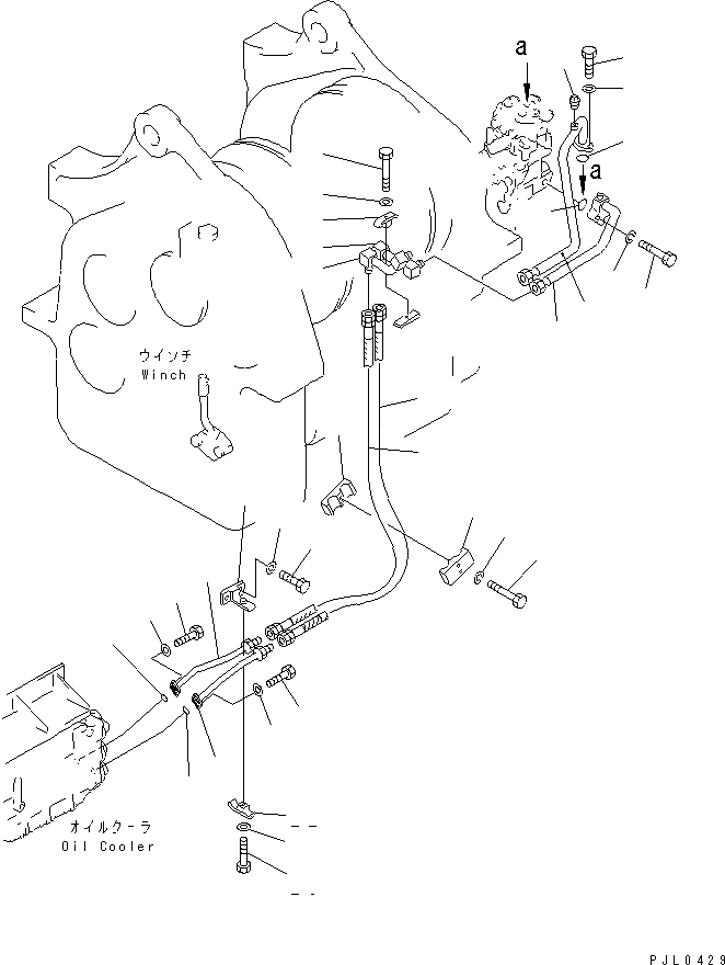 Схема запчастей Komatsu D355C-3 - ГИДРОЛИНИЯ ЛЕБЕДКИ (МОРОЗОУСТОЙЧИВ. СПЕЦ-Я) РАБОЧЕЕ ОБОРУДОВАНИЕ