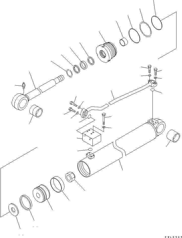 Схема запчастей Komatsu D355C-3 - ЦИЛИНДР ПРОТИВОВЕСА(№-) ОСНОВН. КОМПОНЕНТЫ И РЕМКОМПЛЕКТЫ