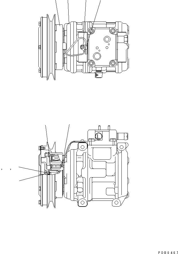 Схема запчастей Komatsu D355C-3 - КОМПРЕССОР(№-8) ОСНОВН. КОМПОНЕНТЫ И РЕМКОМПЛЕКТЫ