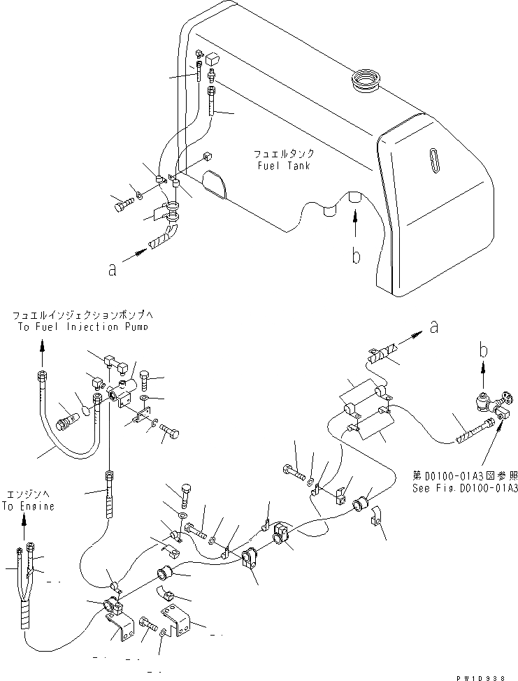 Схема запчастей Komatsu D355C-3 - ТОПЛИВОПРОВОД. (МОРОЗОУСТОЙЧИВ. СПЕЦ-Я (A) СПЕЦ-Я.)(№-) ТОПЛИВН. БАК. AND КОМПОНЕНТЫ