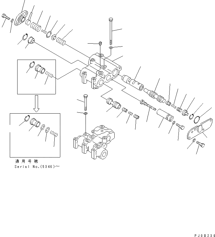 Схема запчастей Komatsu D355C-3 - УПРАВЛЯЮЩ. КЛАПАН (ВЕРХН.) СИЛОВАЯ ПЕРЕДАЧА И КОНЕЧНАЯ ПЕРЕДАЧА