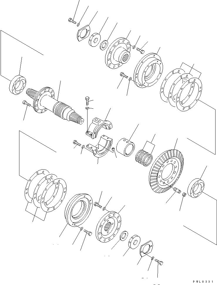 Схема запчастей Komatsu D355C-3 - КОНИЧЕСКАЯ ПЕРЕДАЧА С ВАЛОМ СИЛОВАЯ ПЕРЕДАЧА И КОНЕЧНАЯ ПЕРЕДАЧА