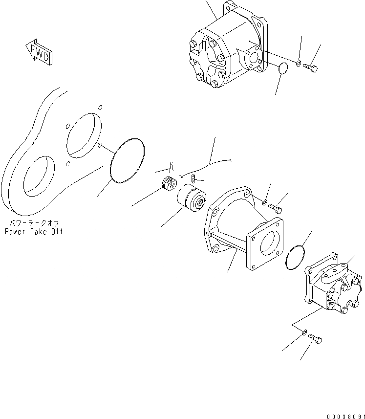 Схема запчастей Komatsu D355C-3 - ГИДР. НАСОС. (ДЛЯ ТЯГОВ. ЛЕБЕДКИ) (СТАНДАРТН.) ГИДРАВЛИКА