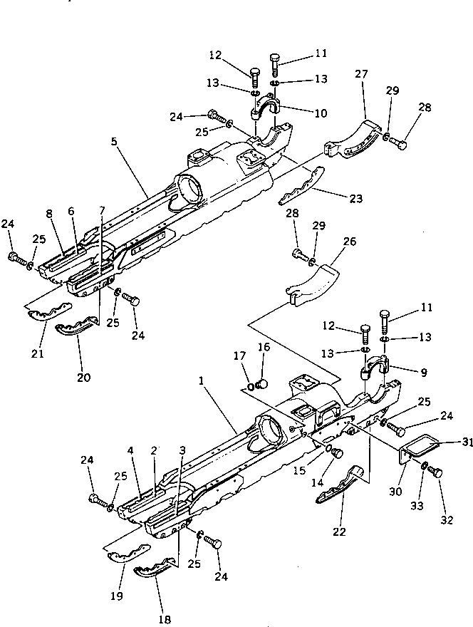 Схема запчастей Komatsu D355C-3 - ГУСЕНИЧНАЯ РАМА(№-) ГУСЕНИЦЫ