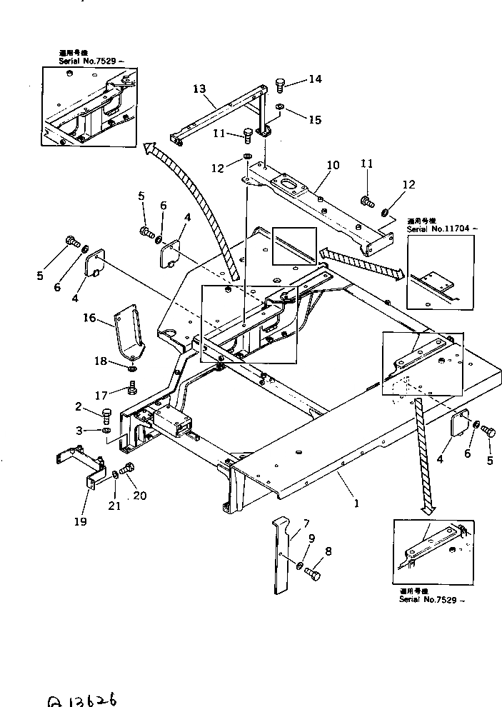 Схема запчастей Komatsu D355C-3 - КАПОТ И ЧАСТИ КОРПУСА (ОСНОВН. КОНСТРУКЦИЯ)(№-) ЧАСТИ КОРПУСА