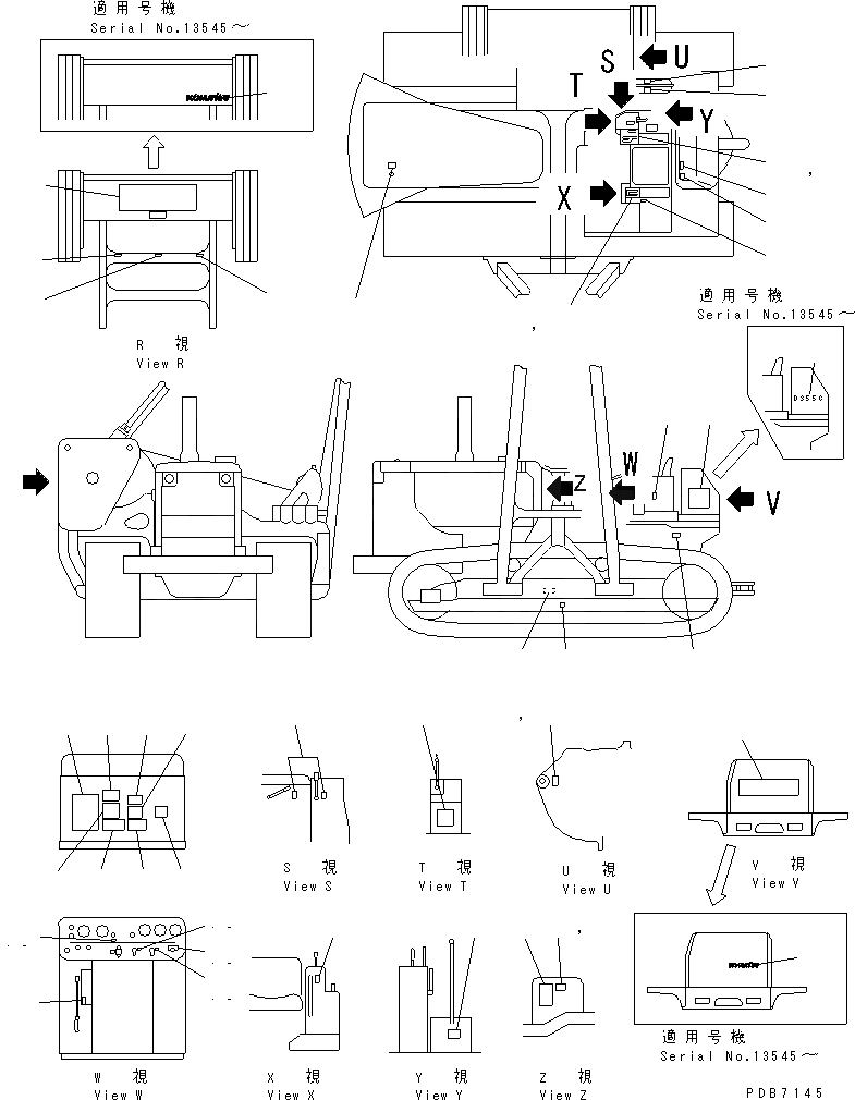 Схема запчастей Komatsu D355C-3 - МАРКИРОВКА (ПОРТУГАЛ.)(№79-) ЧАСТИ КОРПУСА