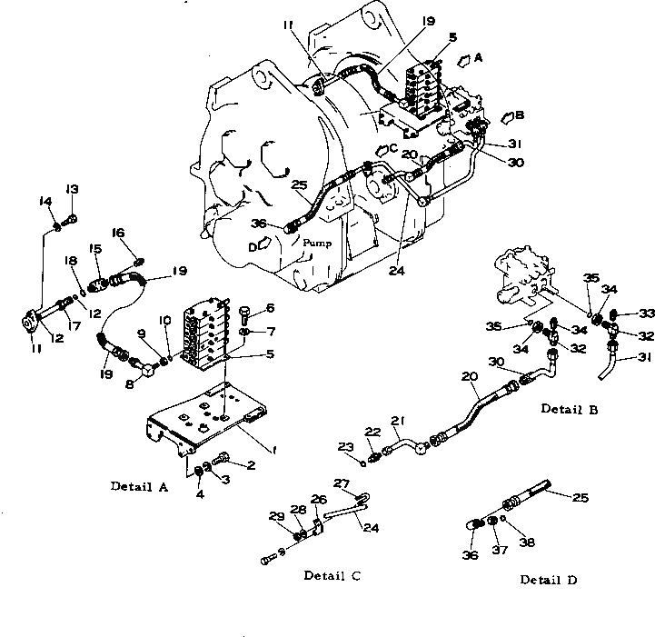Схема запчастей Komatsu D355C-3 - ГИДРОЛИНИЯ ЛЕБЕДКИ (/8)(№9-) УПРАВЛ-Е РАБОЧИМ ОБОРУДОВАНИЕМ