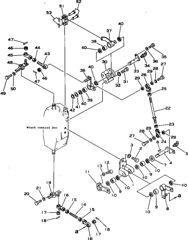 Схема запчастей Komatsu D355C-3 - МЕХАНИЗМ РЫЧАГА УПРАВЛ-Я ЛЕБЕДКОЙ (/)(№-) УПРАВЛ-Е РАБОЧИМ ОБОРУДОВАНИЕМ