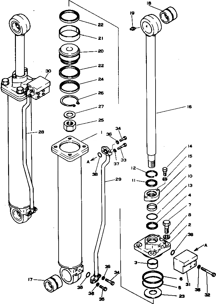 Схема запчастей Komatsu D355C-3 - ЦИЛИНДР ПРОТИВОВЕСА(№9-) УПРАВЛ-Е РАБОЧИМ ОБОРУДОВАНИЕМ
