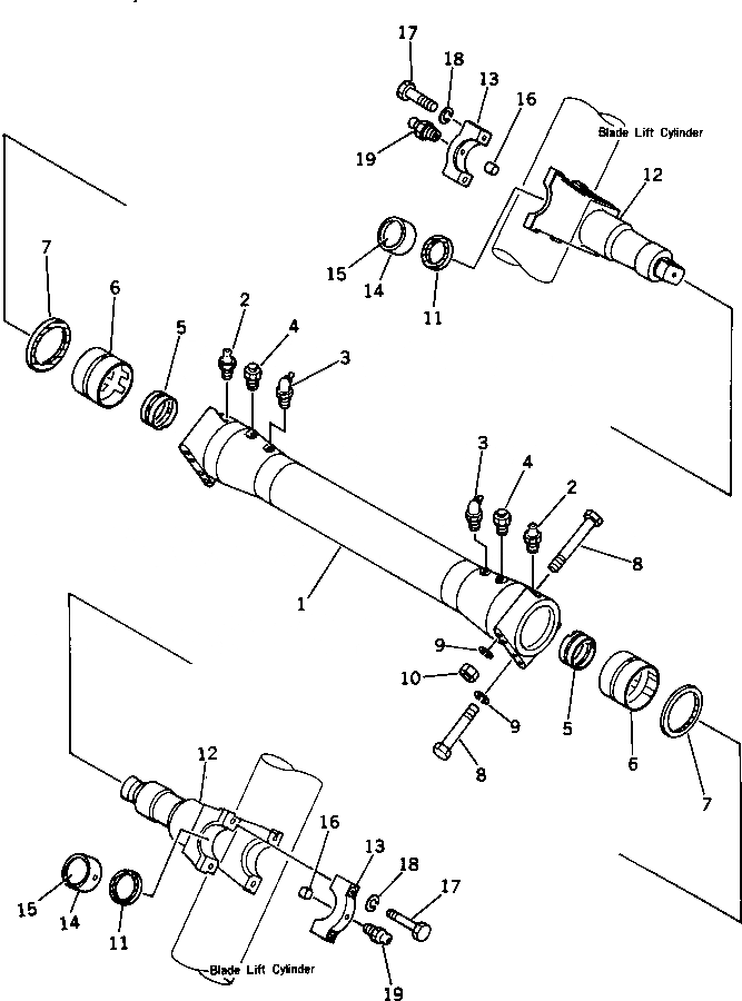 Схема запчастей Komatsu D355C-3 - ОПОРА ЦИЛИНДРА(№-) РАБОЧЕЕ ОБОРУДОВАНИЕ