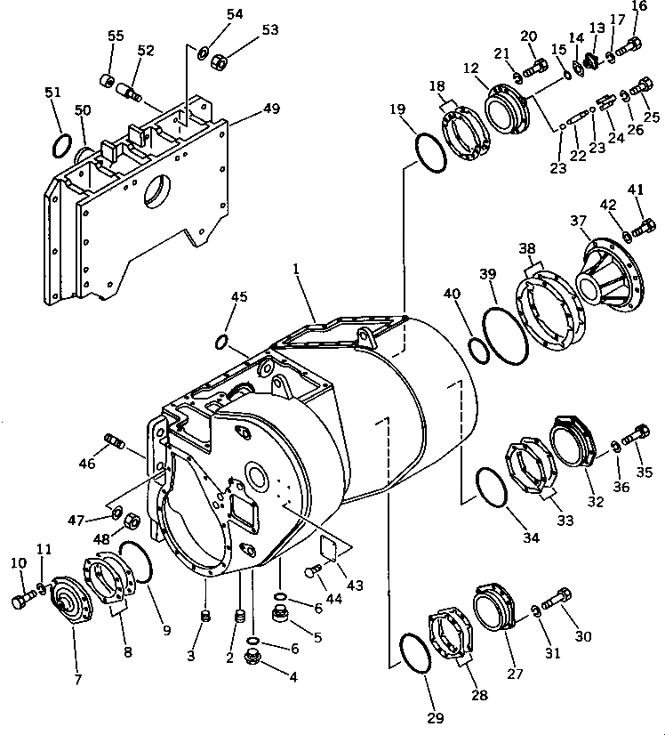 Схема запчастей Komatsu D355C-3 - КОРПУС (/)(№()-) ТЯГОВ. ЛЕБЕДКА (DWT-)