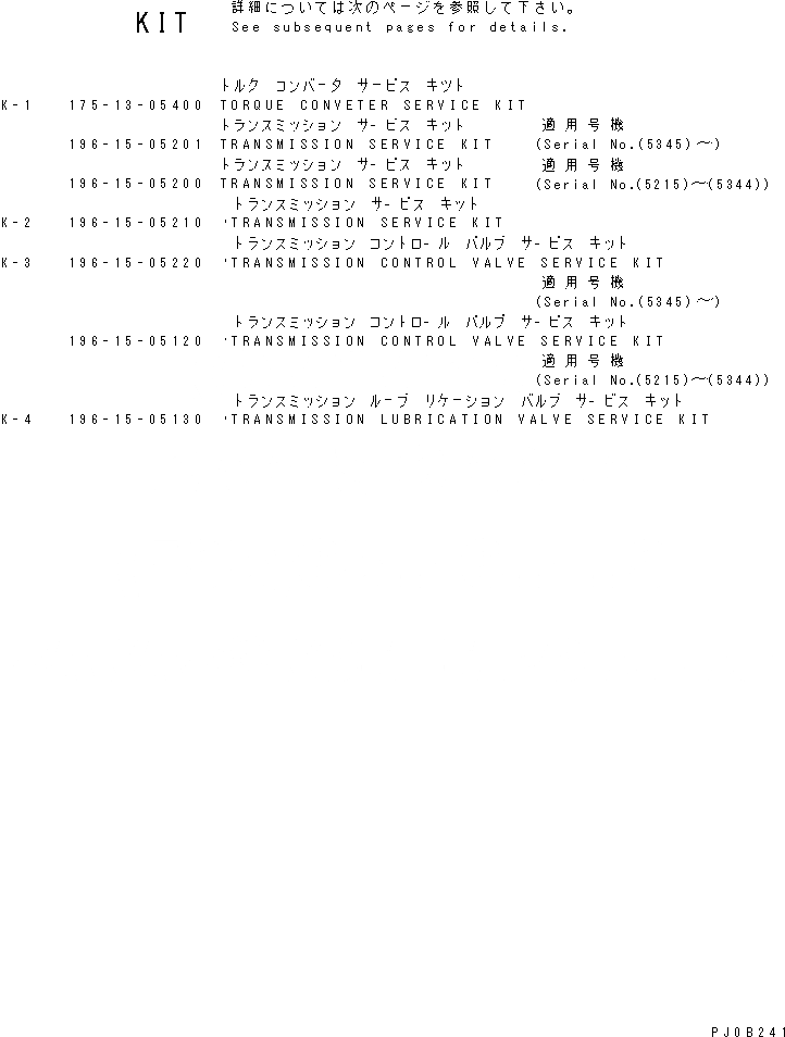 Схема запчастей Komatsu D355C-3 - РЕМ. КОМПЛЕКТЫ(№()-) РЕМ. КОМПЛЕКТЫ