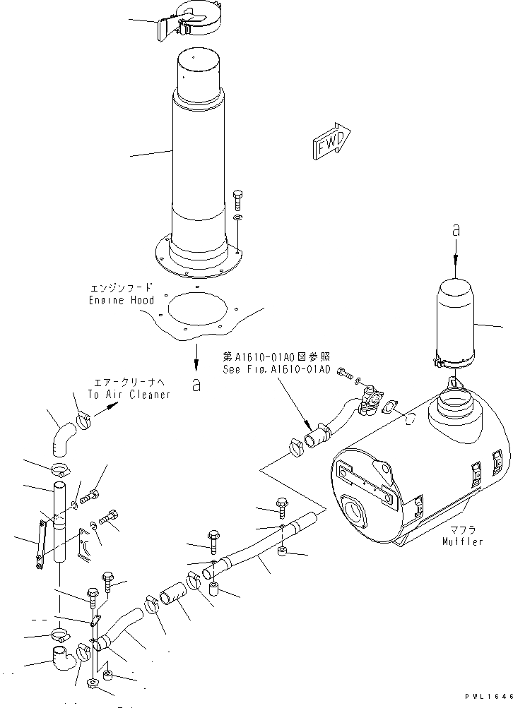 Схема запчастей Komatsu D375A-3A - КРЕПЛЕНИЕ ГЛУШИТЕЛЯ (ДЛЯ СТРАН ЕС.) (/)(№78-) КОМПОНЕНТЫ ДВИГАТЕЛЯ