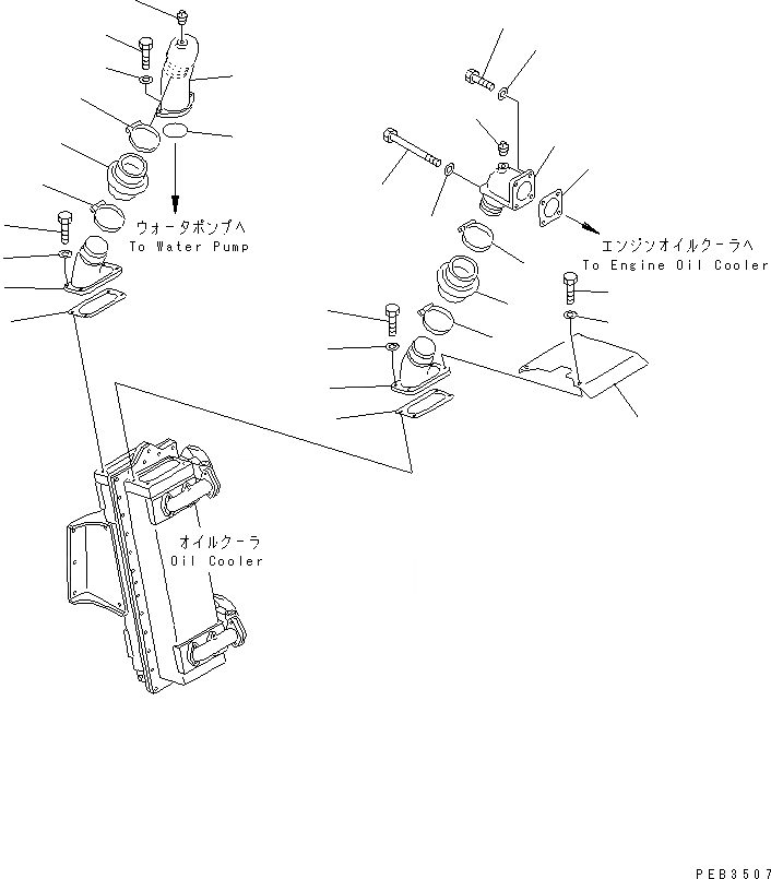 Схема запчастей Komatsu D375A-3A - ЛИНИИ МАСЛООХЛАДИТЕЛЯ СИСТЕМА ОХЛАЖДЕНИЯ
