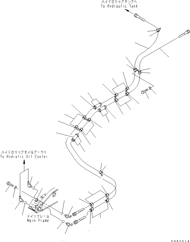 Схема запчастей Komatsu D375A-3A - ЛИНИИ МАСЛООХЛАДИТЕЛЯ СИСТЕМА ОХЛАЖДЕНИЯ