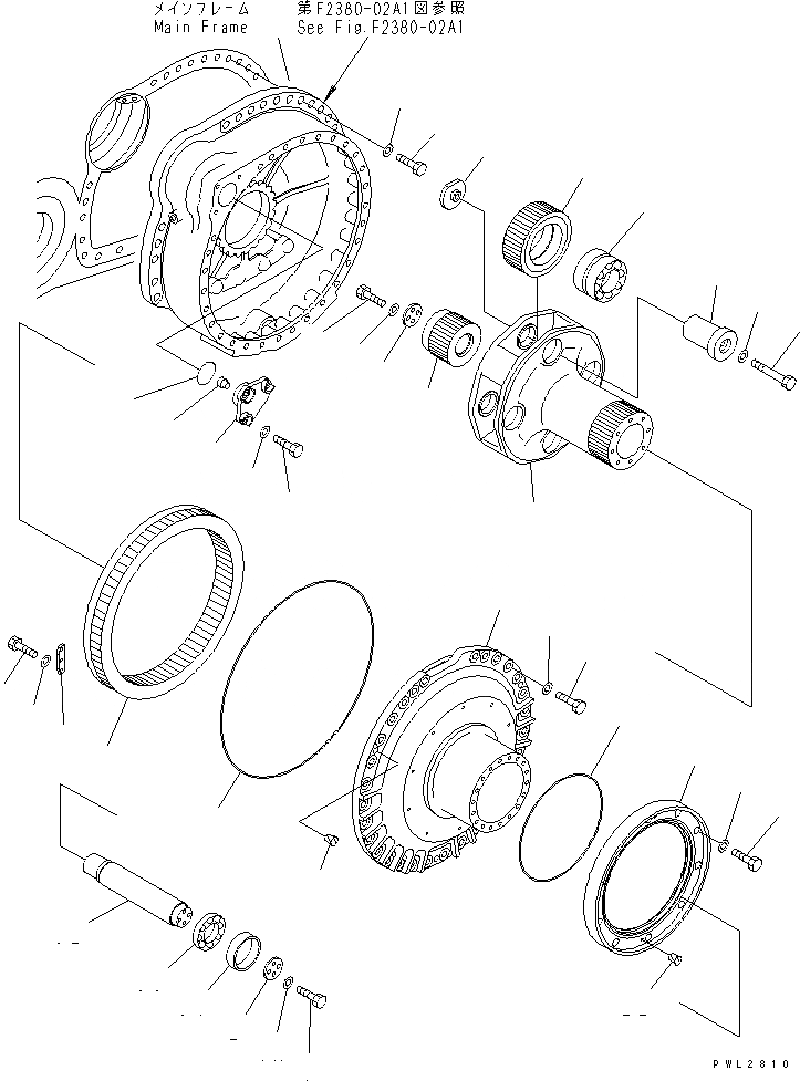 Схема запчастей Komatsu D375A-3A - КОНЕЧНАЯ ПЕРЕДАЧА¤ ЛЕВ. (ПРИВОД И НЕСУЩИЙ ЭЛЕМЕНТ) (УСИЛЕНН.) (7 ГУСЕНИЦЫ РОЛИК)(№7-) СИЛОВАЯ ПЕРЕДАЧА И КОНЕЧНАЯ ПЕРЕДАЧА