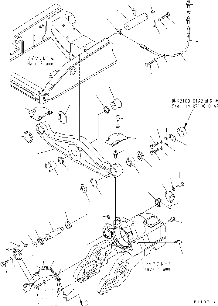 Схема запчастей Komatsu D375A-3A - БАЛКА БАЛАНСИРА (7 ОПОРНЫЙ КАТОК)(№77-) ОСНОВН. РАМА И КОМПОНЕНТЫ