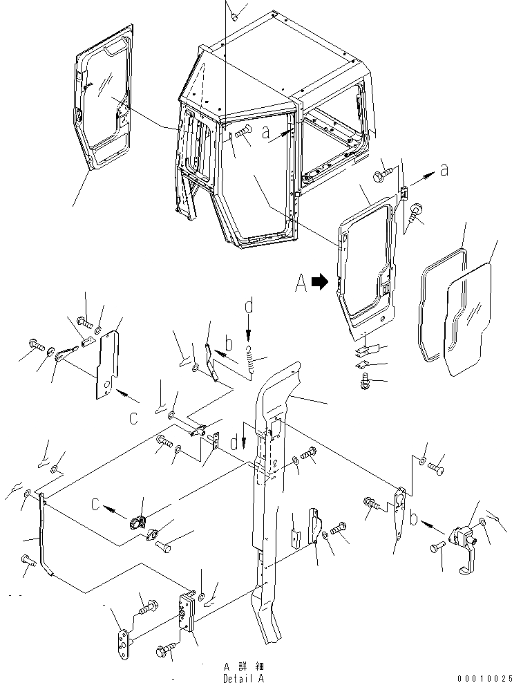 Схема запчастей Komatsu D375A-3A - КАБИНА (ДВЕРЬ И ЗАМОК) (/) (С ШИРОК. КАБИНОЙ)(№7-) КАБИНА ОПЕРАТОРА И СИСТЕМА УПРАВЛЕНИЯ