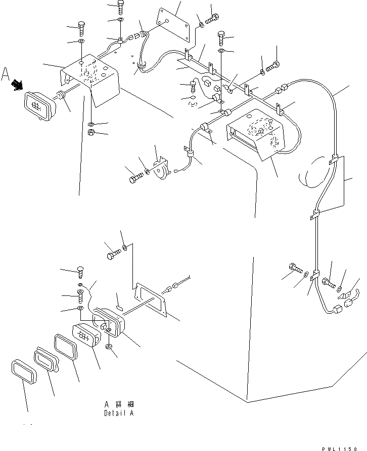 Схема запчастей Komatsu D375A-3A - ГОЛОВНОЕ ОСВЕЩЕНИЕ И ЭЛЕКТРОПРОВОДКА (РАДИАТОР НАКЛОН. СПЕЦ-Я.)(№7-79) ЧАСТИ КОРПУСА