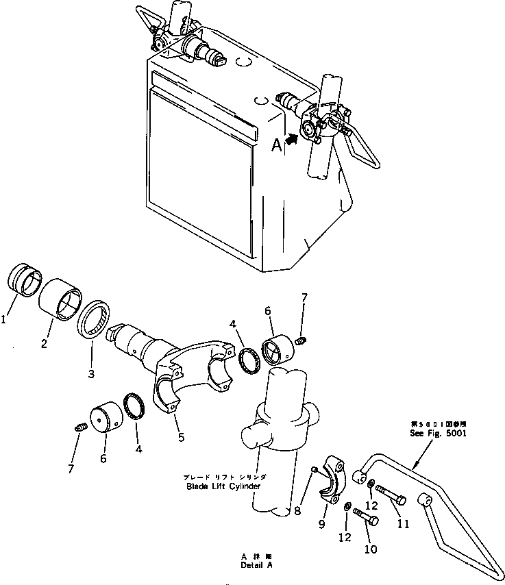 Схема запчастей Komatsu D375A-1 - ЦИЛИНДР ПОДЪЕМА ОТВАЛА ВИЛКА(№8-) УПРАВЛ-Е РАБОЧИМ ОБОРУДОВАНИЕМ
