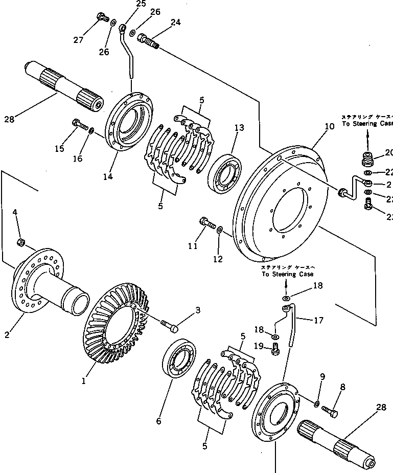 Схема запчастей Komatsu D375A-1 - КОНИЧЕСКАЯ ПЕРЕДАЧА С ВАЛОМ СИСТЕМАУПРАВЛЕНИЯ ПОВОРОТОМ И КОНЕЧНАЯ ПЕРЕДАЧА