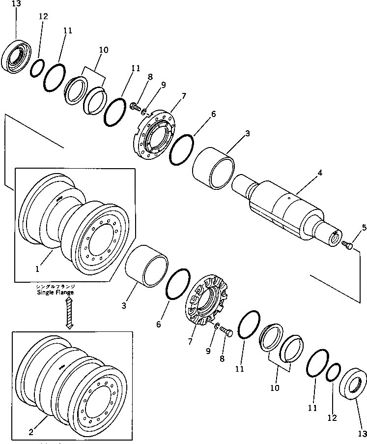 Схема запчастей Komatsu D375A-1 - ОПОРНЫЙ КАТОК(№-) ГУСЕНИЦЫ